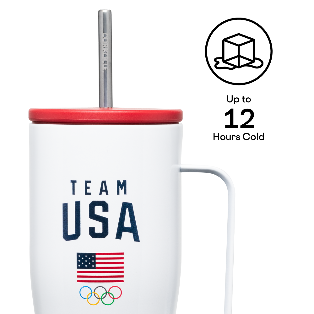 Official Team USA Insulated Cold Cup XL – 24oz Stainless Steel Tumbler with Lid & Straw – Perfect for Iced Coffee, Smoothies & Sports Drinks – Great for Gym, Travel & Outdoor Activities