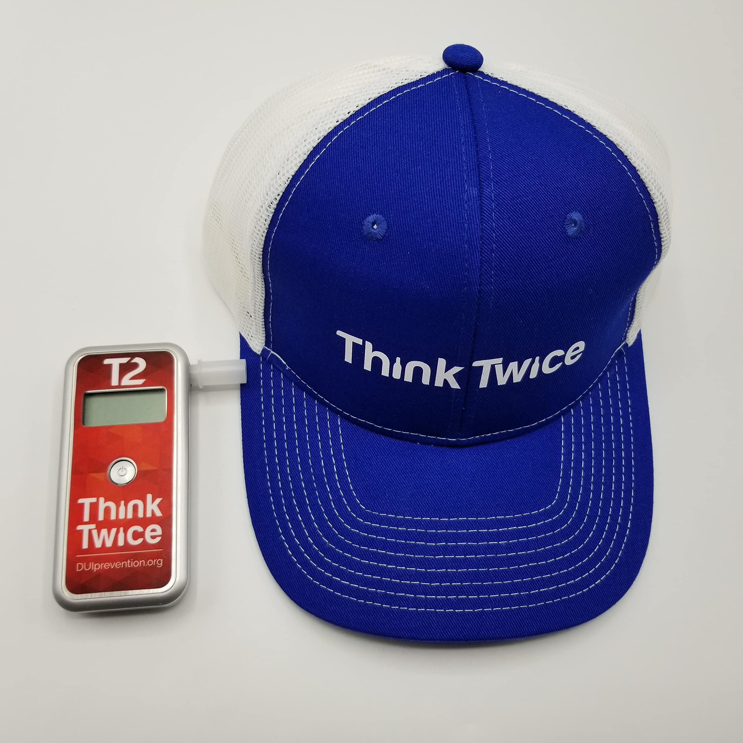 AlcoMate Premium AL7000 Professional Breathalyzer with Prism Technology - Accurate Alcohol Tester for Personal & Workplace Safety - Includes Think Twice Trucker Cap (Blue/White) - Perfect for Drivers, Law Enforcement & Alcohol Awareness Programs