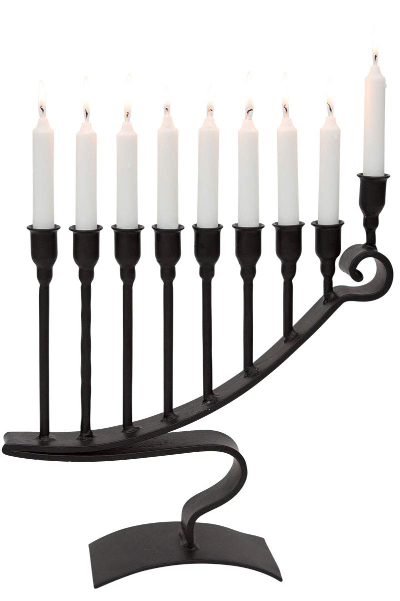 Sturdy Handmade Iron Hanukkah Menorah - 9 Branch Candle Holder for Chanukah, Black Sabbath Candlestick (Fits 0.65