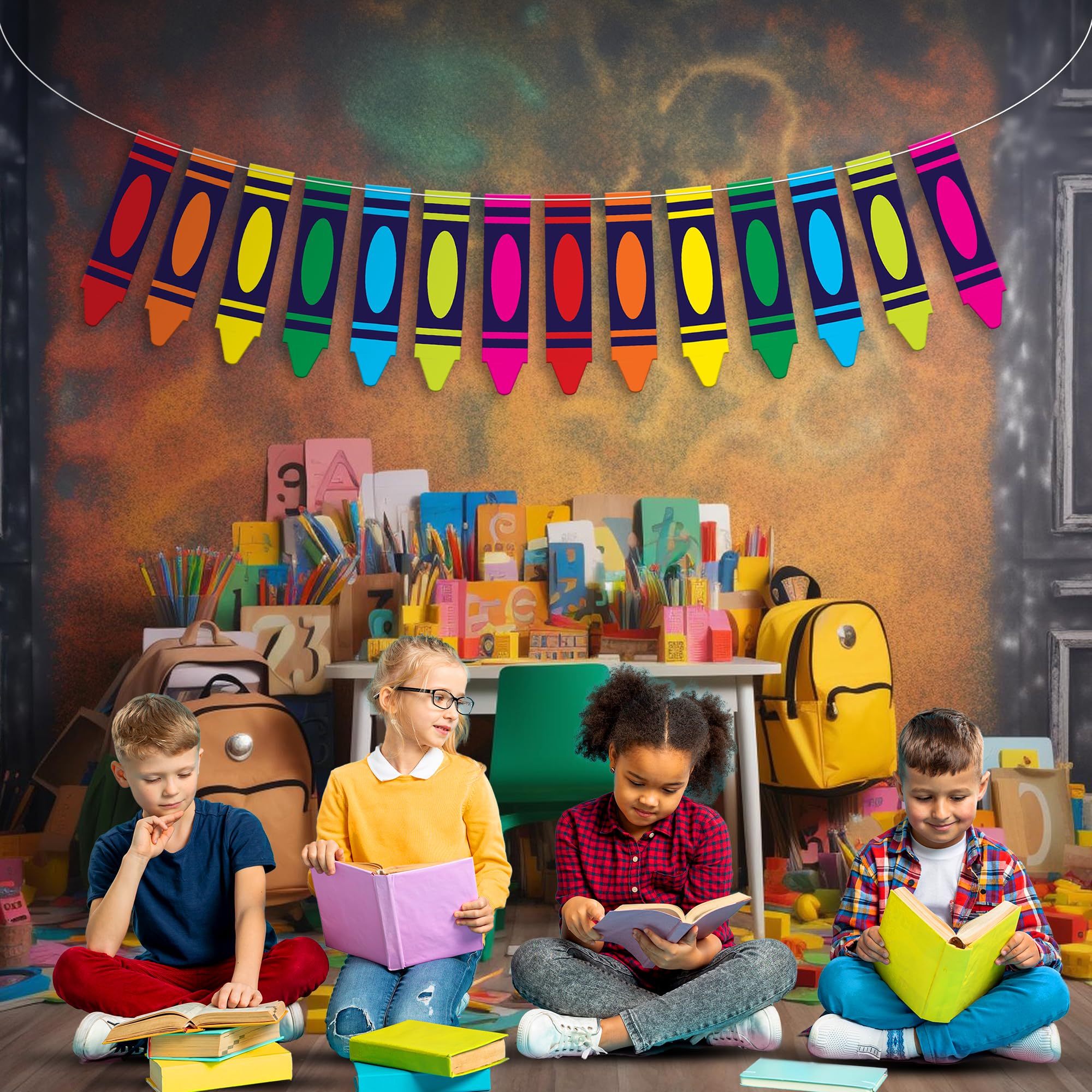 KatchOn 10ft Crayon Welcome Back Banner - No DIY School Decorations for Classroom, First Day of School Backdrop, Teacher Gifts & Party Decor | Perfect for Elementary Classrooms, School Open Houses & Photo Booths