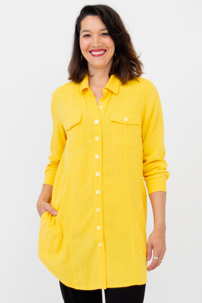 Jules Blouse - Women's Linen Bamboo Blend Top in Wallflower Color - Perfect for Casual Outings & Summer Vacations