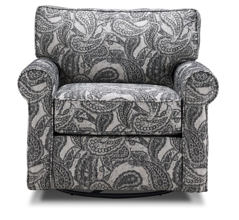 Chateau Swivel Chair in Ebony Finish - Modern Office Chair with 360-Degree Rotation for Home Office, Living Room, or Study