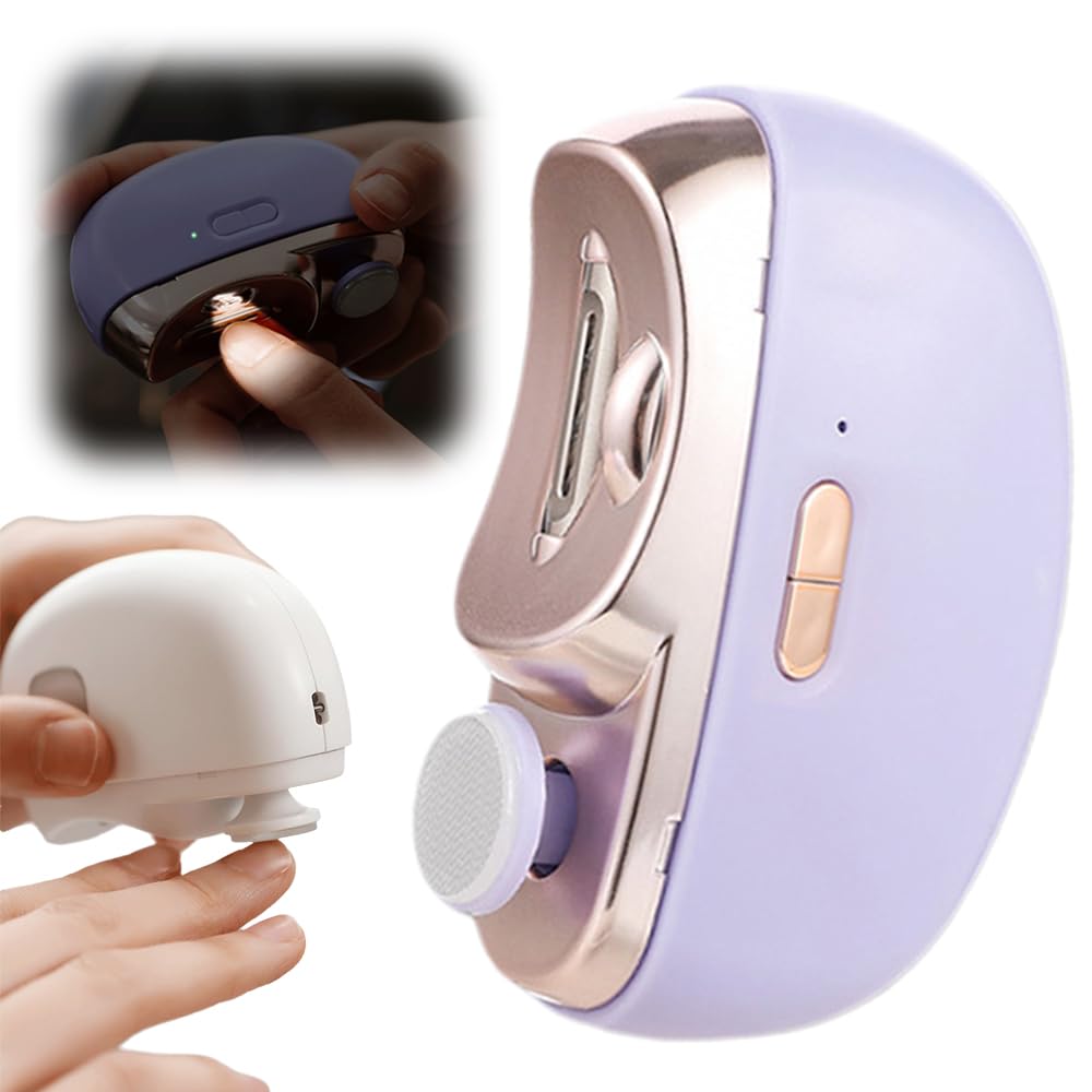2025 Upgraded 3-in-1 Automatic Electric Nail Clipper for Seniors & Adults - Safe Nail Trimmer with Polishing Function for Elderly, Students & Babies (Purple) | Perfect for Home Use, Travel & Gift Giving