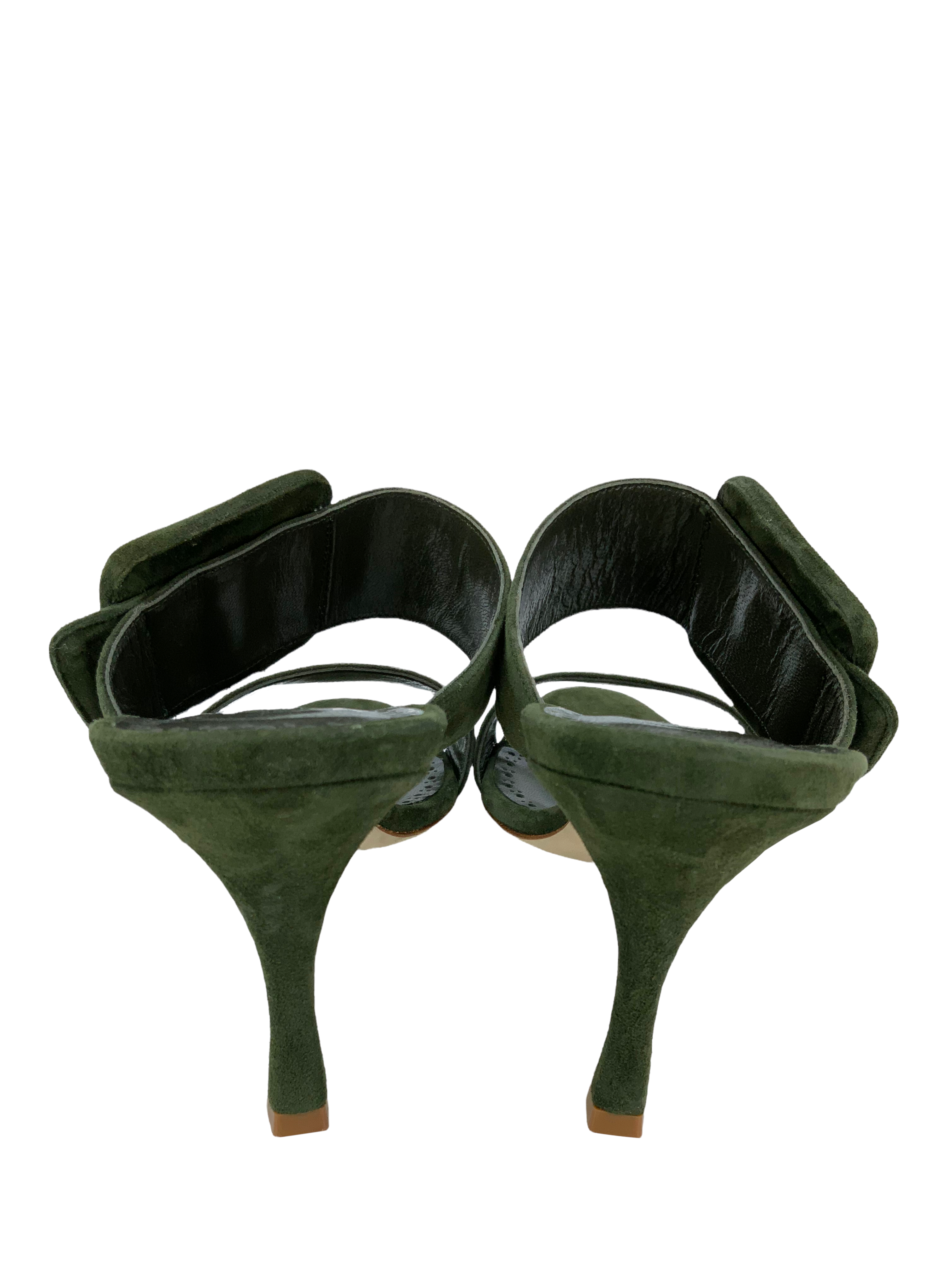 Manolo Blahnik Gable 70 Buckled Suede Mules - Women's Size 9 Luxury Comfort Slides | Perfect for Office, Cocktail Parties & Evening Events