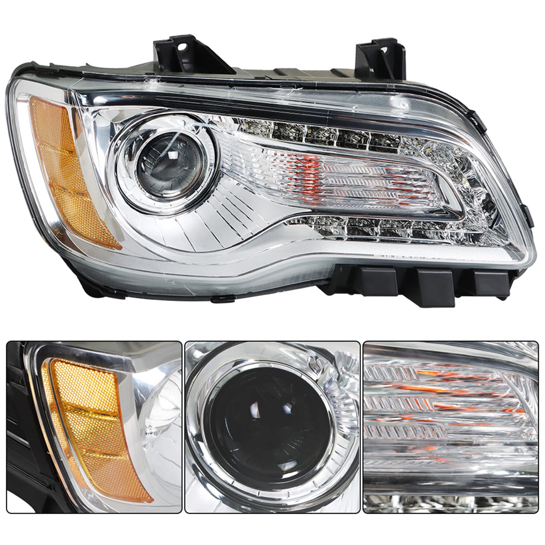 Munirater Halogen Headlight Assembly Projector Replacement for 2011-2014 Chrysler 300 - Left & Right Side Headlight Pair (Passenger & Driver Side) - Perfect for Night Driving & Vehicle Restoration Projects