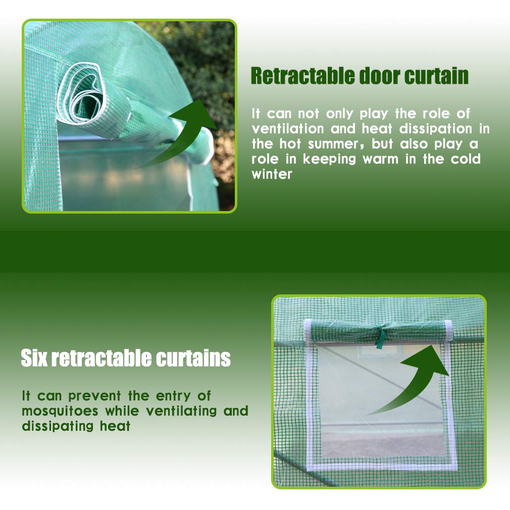 Walk-in Greenhouse Kit with Observation Windows - 15'x7'x7' Outdoor Plant Growing Tent for Vegetables, Flowers & Herbs | Perfect for Backyard Gardening, Patio Plant Protection & Year-Round Cultivation