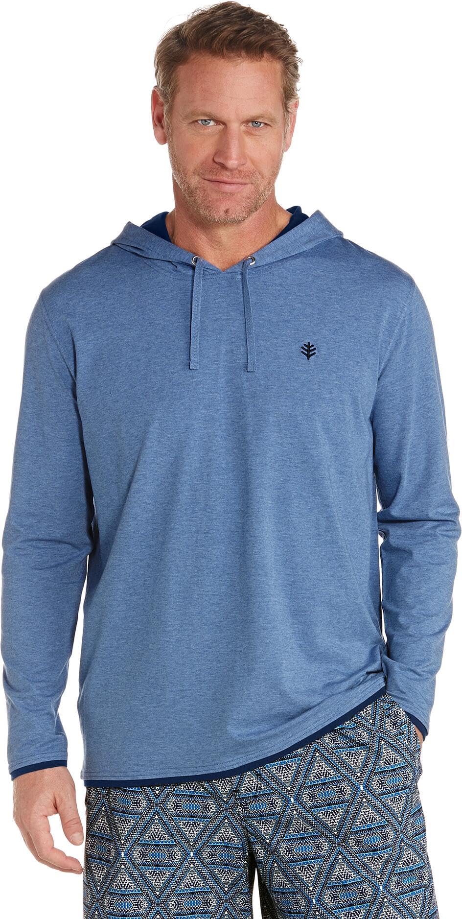 Coolibar UPF 50+ Men's Oasis Pullover Hoodie - Sun Protective UPF 50+ Sun Shirt for Outdoor Activities, Hiking, Fishing & Beach Wear