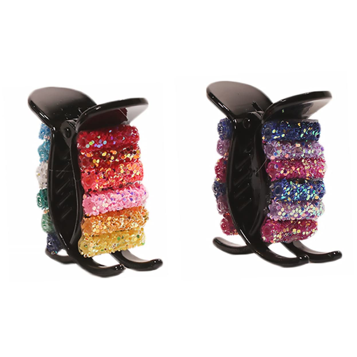 LALAFINA Rainbow Hair Claw Clips 2 Pack - Non-Slip Interlocking Teeth Hair Clips for Women, Hair Accessories for Updos, Ponytails & Bun Hairstyles - Perfect for Parties, Weddings & Everyday Use