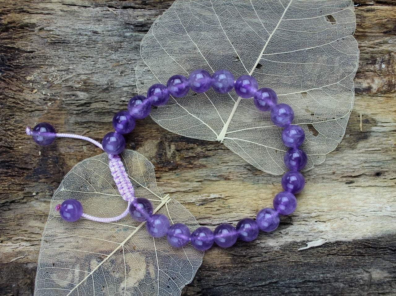 8mm Natural Amethyst Bead Wrist Mala Bracelet - Meditation, Yoga & Spiritual Healing Jewelry for Women & Men