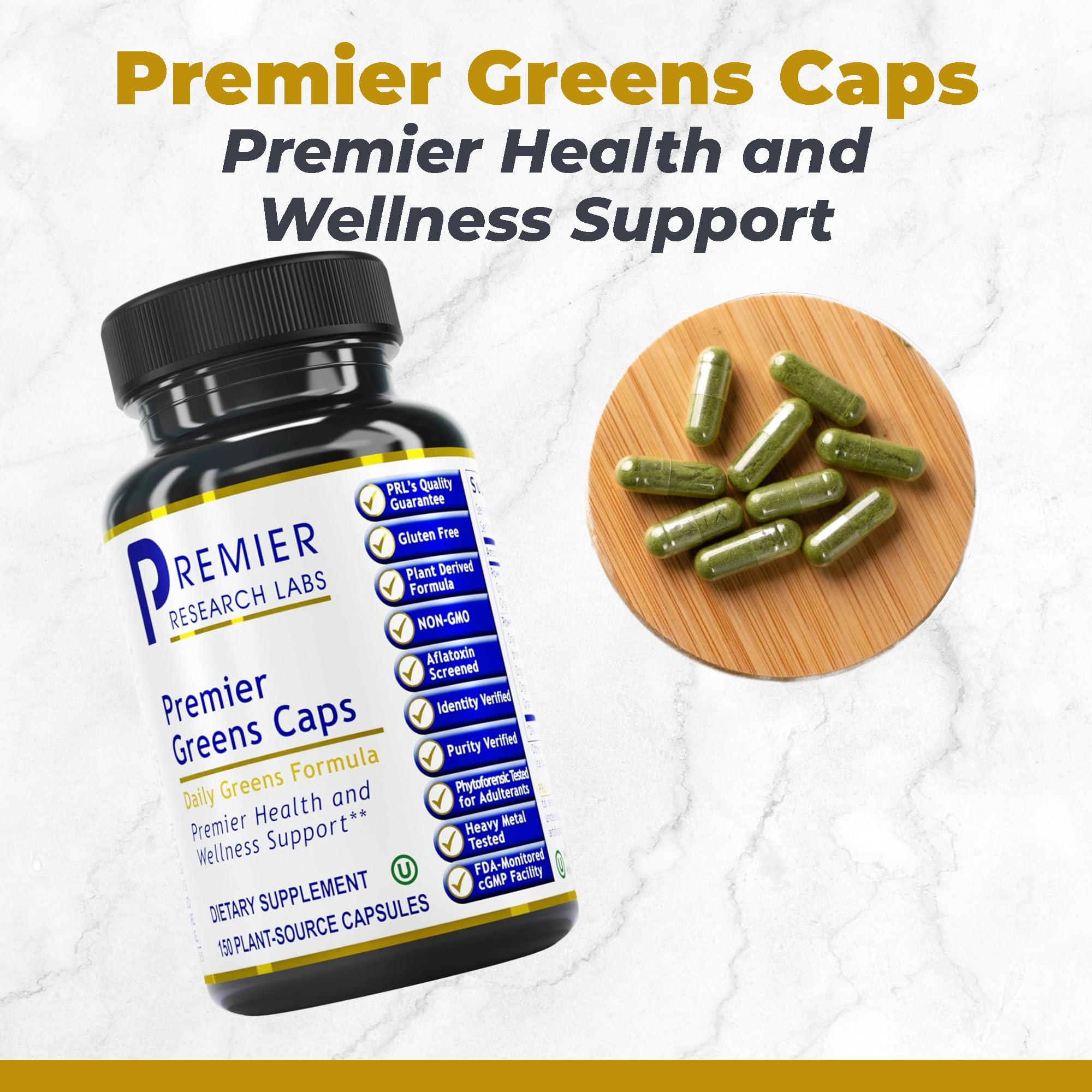 Premier Research Labs Greens Capsules - Super Greens Supplement with Leafy Greens, Kale & Chlorella | 150 Vegetarian Capsules for Daily Wellness, Detox & Energy Boost | Perfect for Busy Professionals & Health-Conscious Individuals