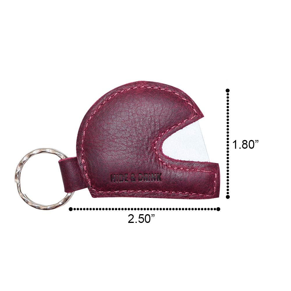 Handmade Leather Motorcycle Helmet Keychain - Hide & Drink Premium Biker Key Ring & Holder for Racing Accessories | Ideal for Motorcycle Enthusiasts & Gift Giving