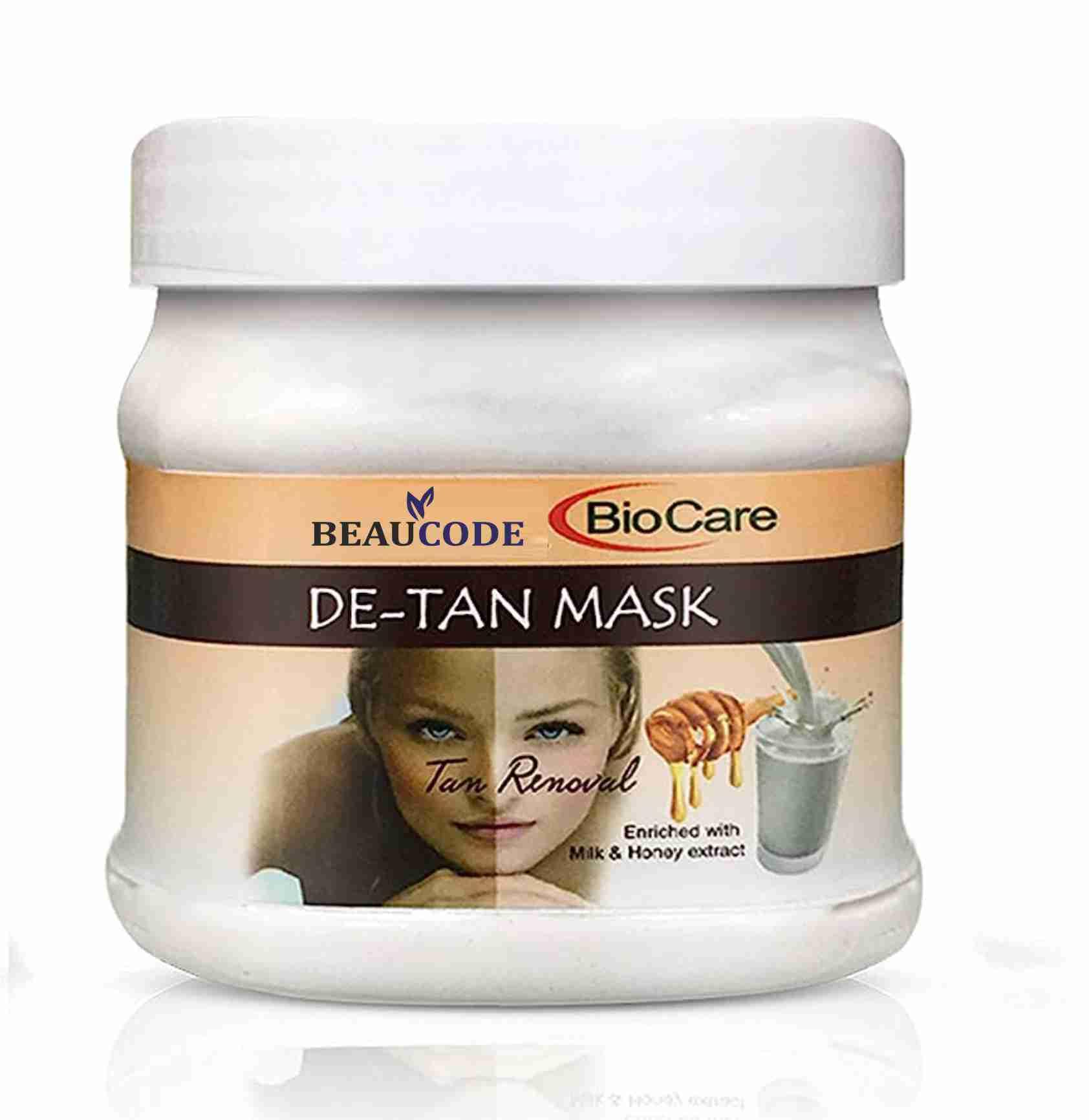 Beaucode BioCare De-Tan Face Mask 250gm - Natural Brightening Facial Mask for Women & Men, All Skin Types | Paraben-Free, SLS-Free, Sulfate-Free & Cruelty-Free | Perfect for Sun Tan Removal & Glowing Skin