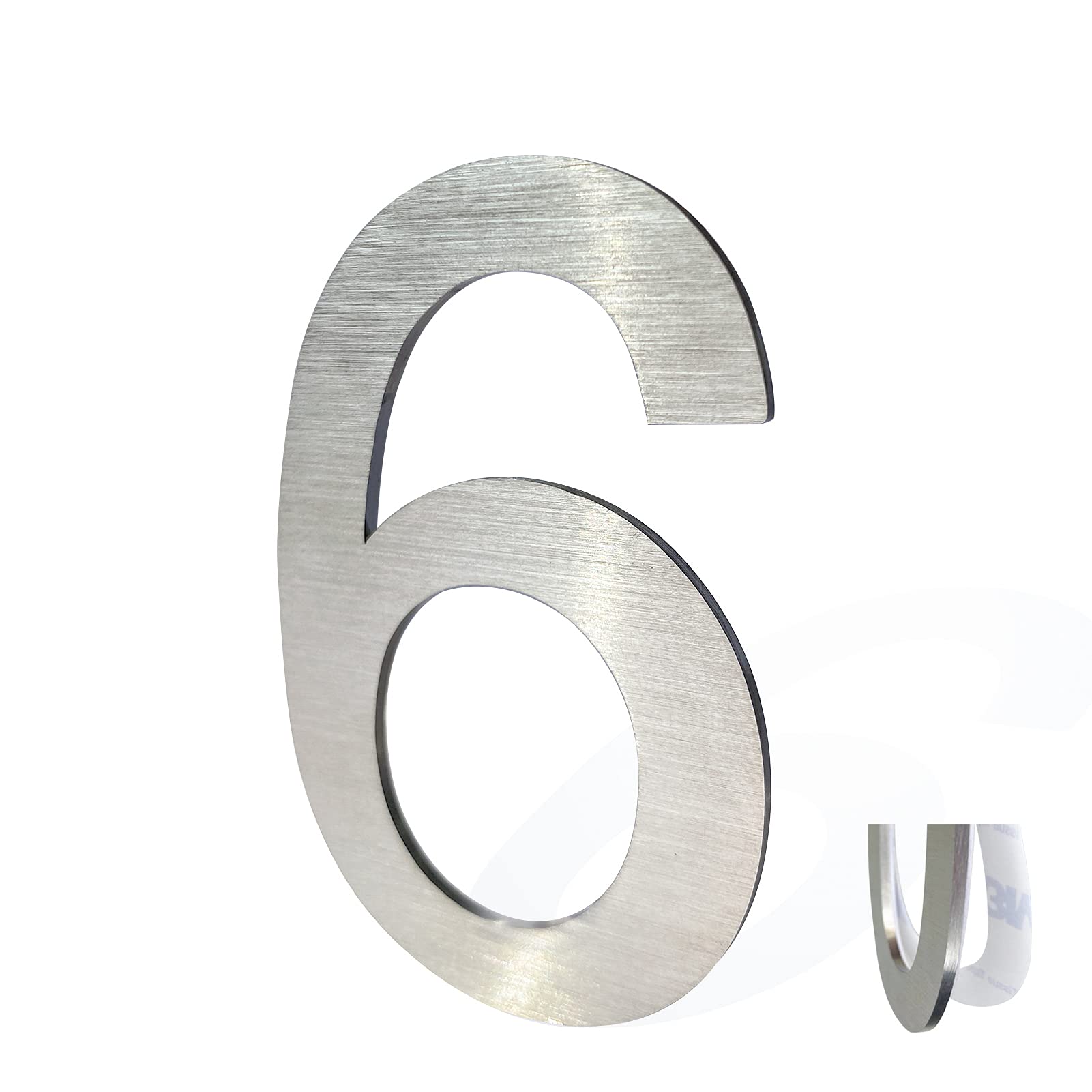 Modern Stainless Steel House Numbers - 3 to 6 Inch Silver Metal Address Plaques for Mailbox & Front Door Decor - Weatherproof Self-Adhesive Backing - Perfect for Home, Apartment, and Business Exterior Signage