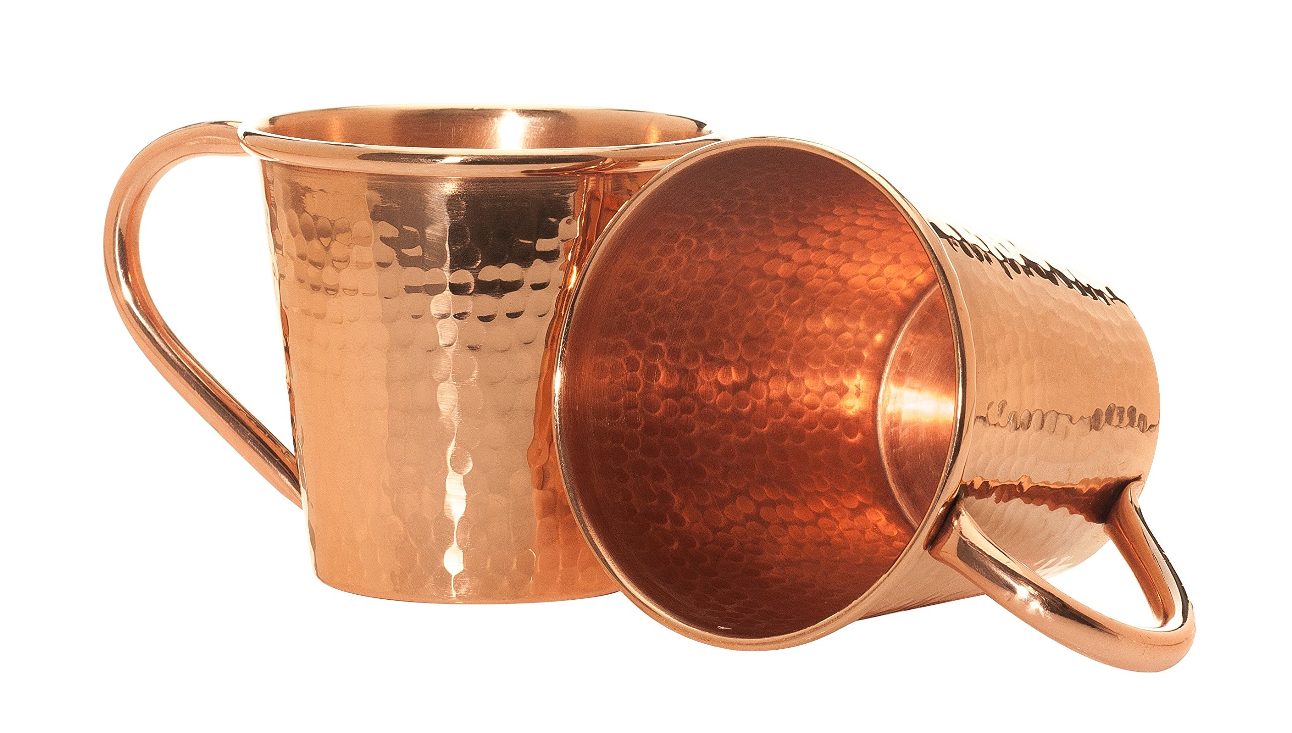 Premium Hand-Hammered Copper Moscow Mule Mugs Set of 2 - 12 oz Pure Copper Cups with Sturdy Copper Handles - Perfect for Cocktails, Parties & Home Bar Decor