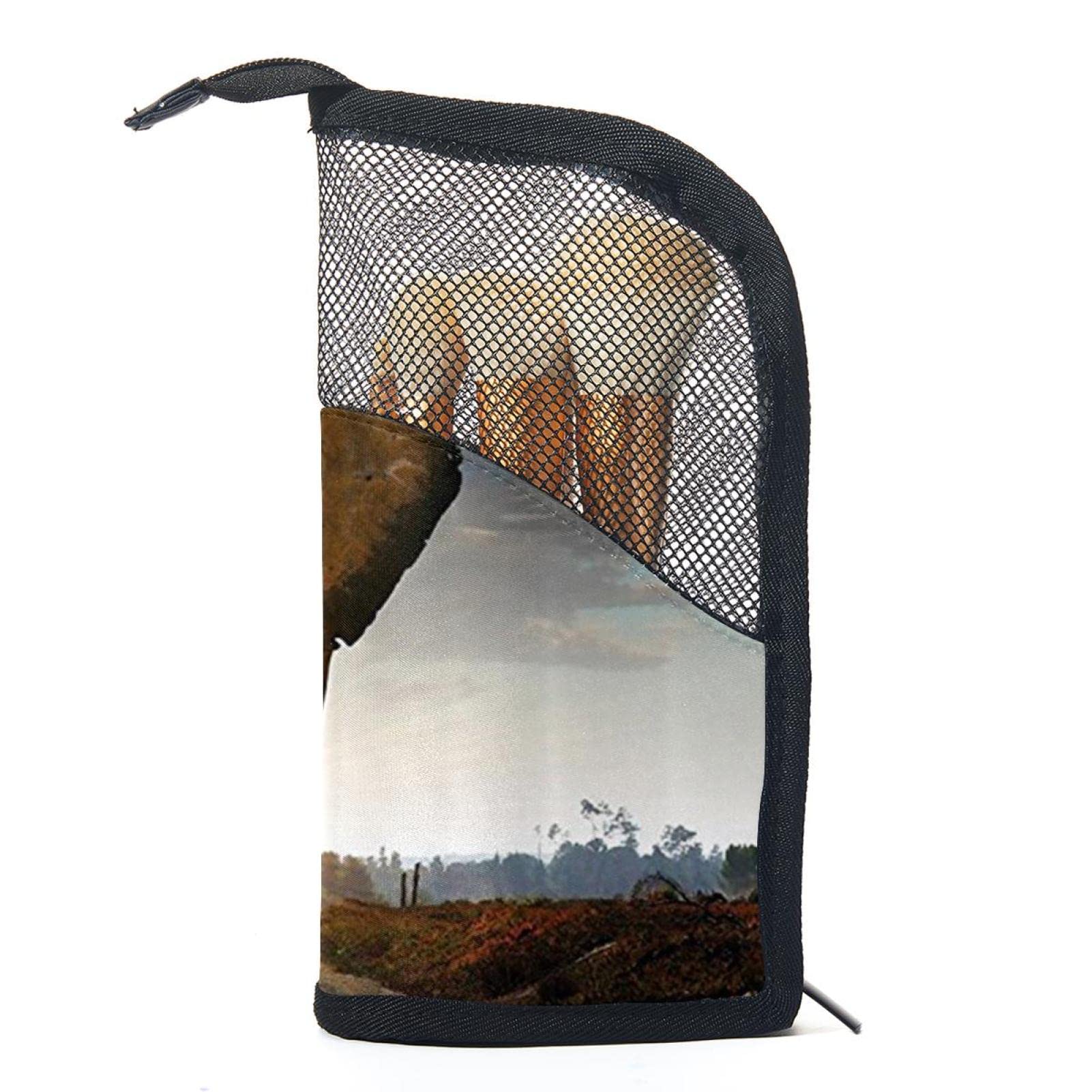 Premium Makeup Brush Organizer Bag with 12 Brushes - Asian Elephant Design, Portable Cosmetic Brush Holder Case for Travel & Home Storage
