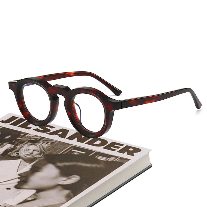 Stylish Black Unisex Acetate Full Rim Round Eyeglasses 442721 - Perfect for Work, Reading & Everyday Fashion