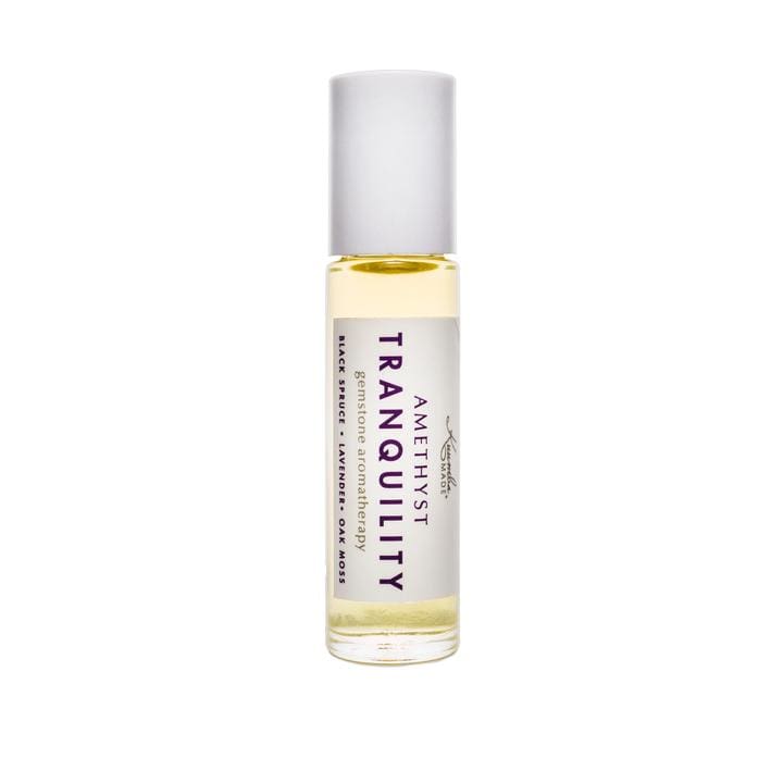Amethyst Tranquility Gemstone Aromatherapy Roll On - Natural Stress Relief Essential Oil Blend for Relaxation, Sleep & Meditation - Perfect for Home, Office & Travel Use