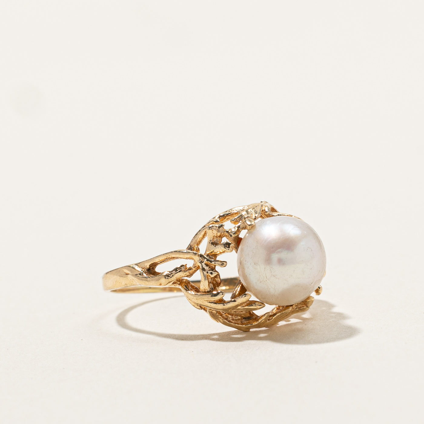 Solitaire Pearl Ring for Women - 14K Gold Plated, Size 5.5 - Elegant Wedding, Engagement & Anniversary Jewelry Gift