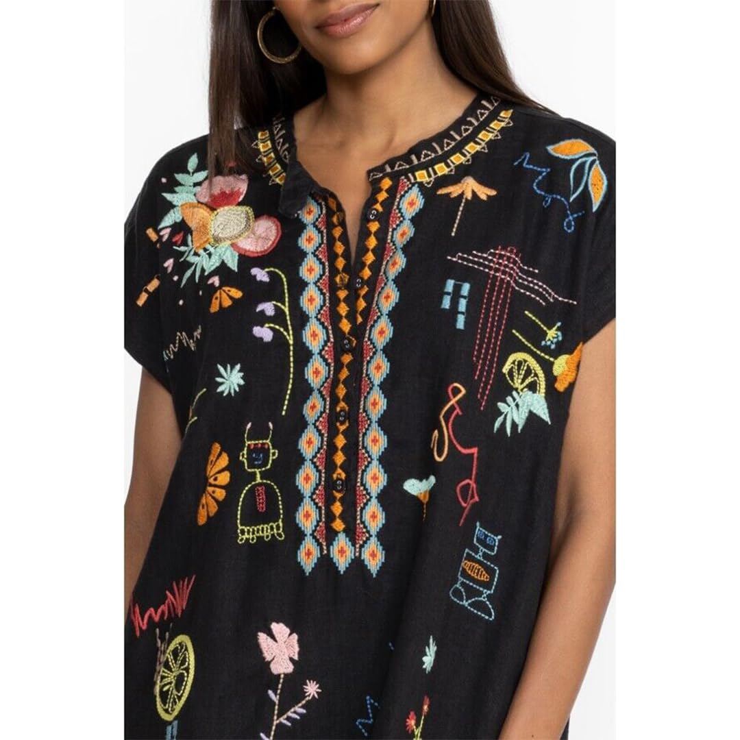 Johnny Was Women's Linen Shift Dress - Flowy Summer Casual Dress for Beach, Vacation & Boho Style Outfits