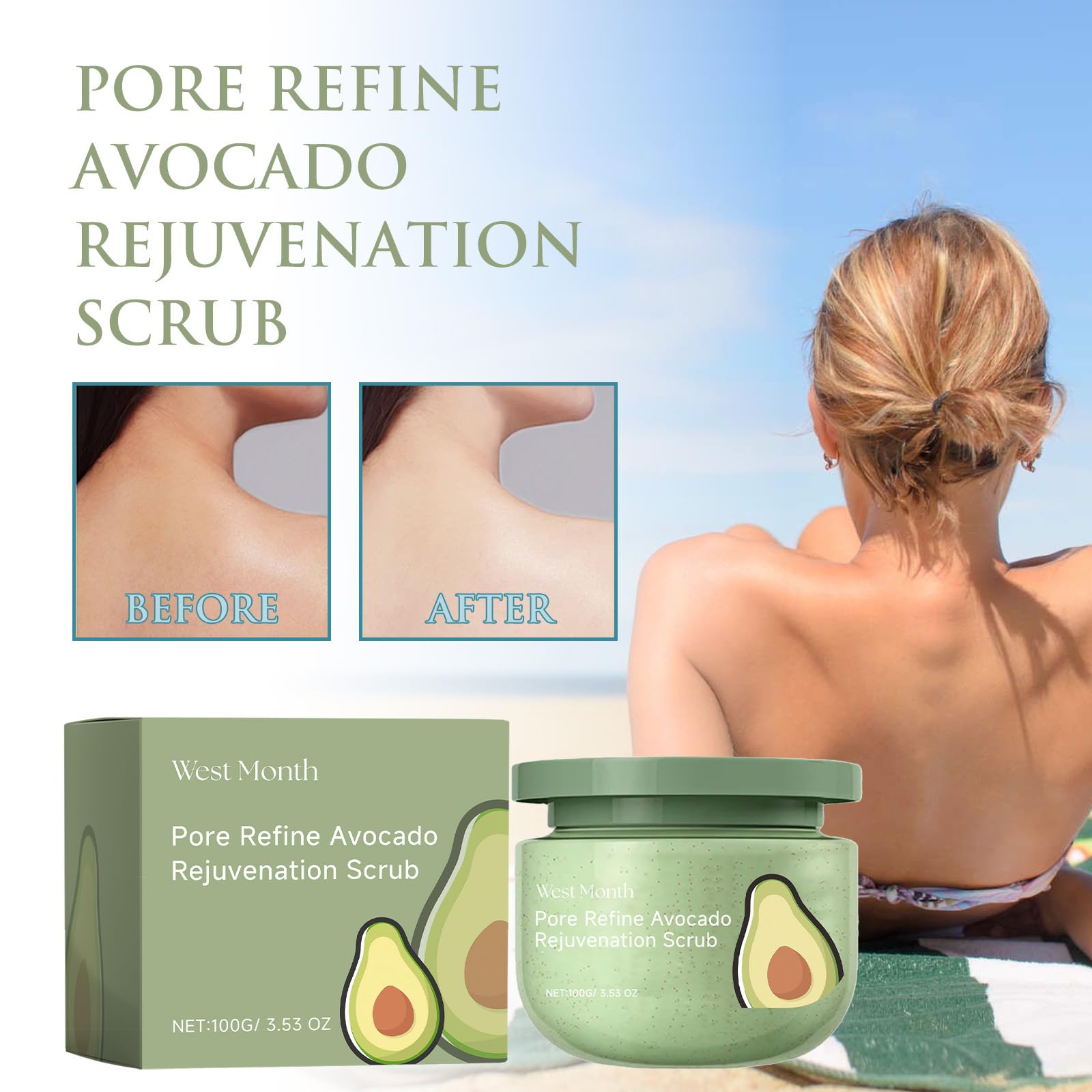 Avocado Ice Cream Scrub 3.53 Oz - Deep Moisturizing Exfoliator for Dry Skin | Softens Skin, Minimizes Pores & Reduces Hyperpigmentation | Perfect for Spa Day & At-Home Skincare Routine