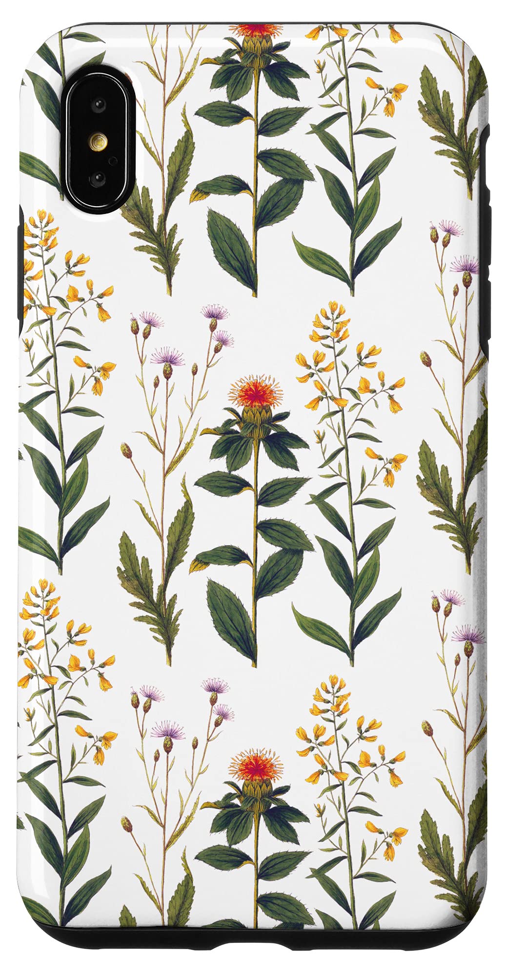iPhone XS Max Case - Wildflowers Thistle Botanical Print Design - Slim Protective Cover for Everyday Use, Travel & Outdoor Activities