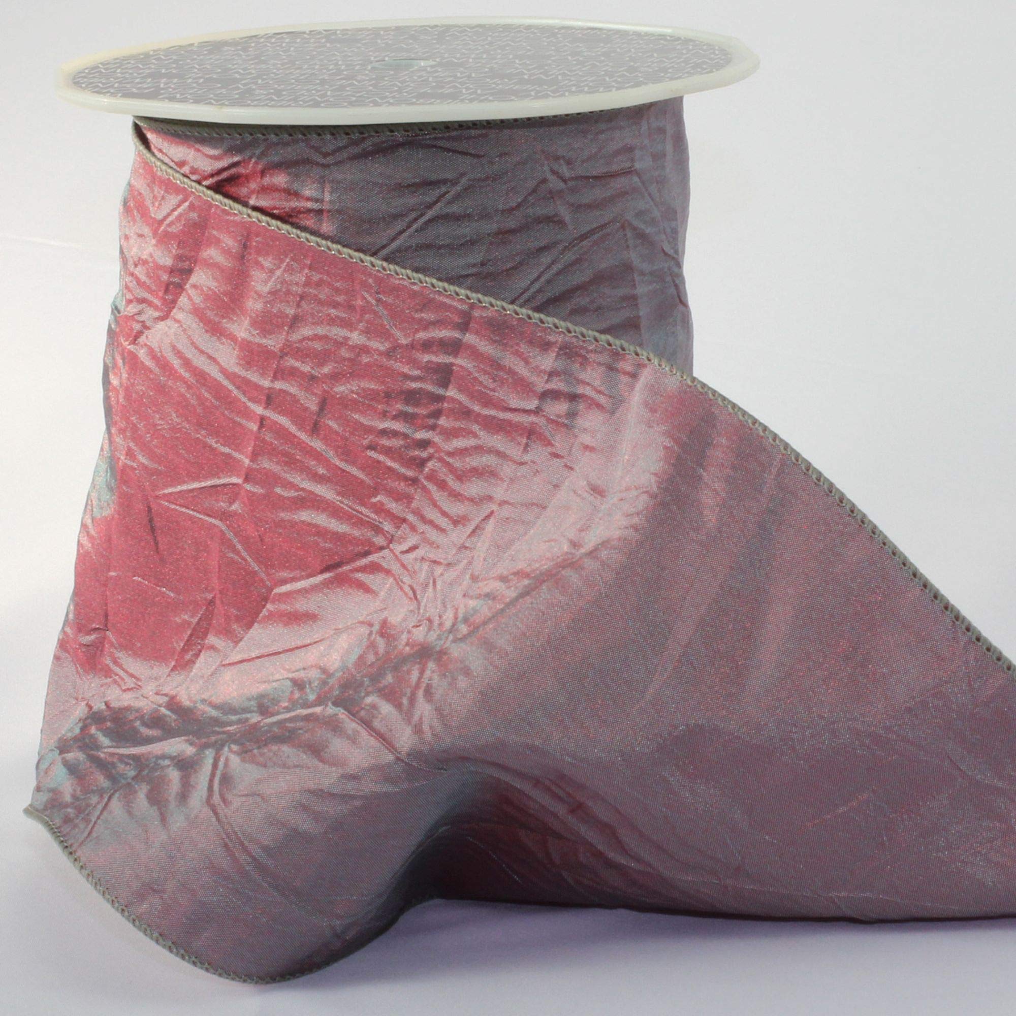 Amethyst Crinkled Satin Silk Wired Craft Ribbon 6