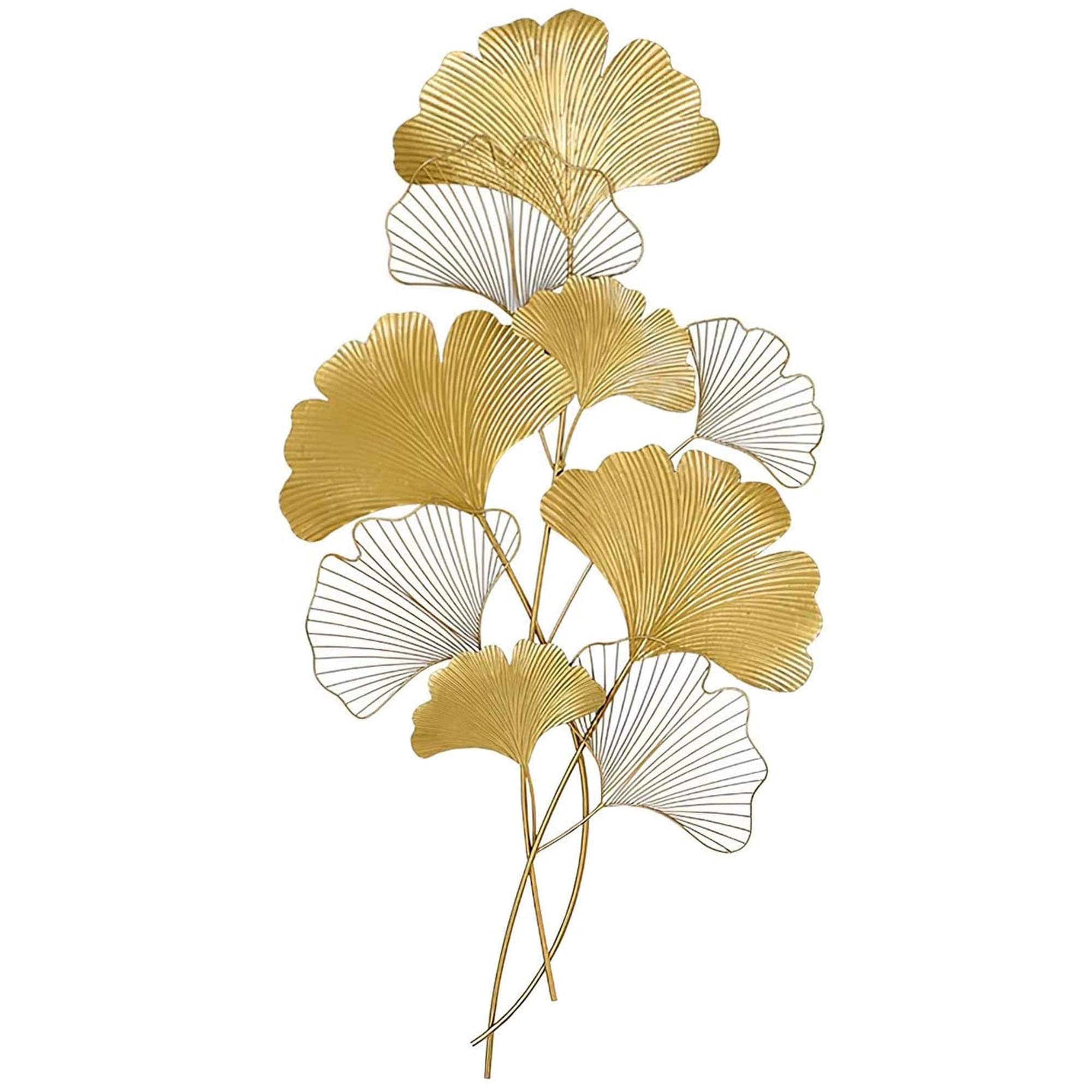 Elegant Gold Ginkgo Leaf Metal Wall Art - Handcrafted Hanging Sculpture for Living Room, Bedroom, Hotel & Cafe Decor - Nature-Inspired Home & Office Wall Decoration