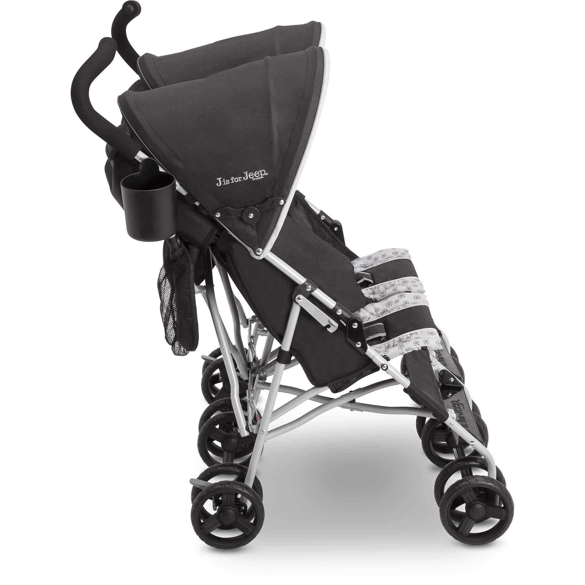Jeep Scout Double Stroller for Toddlers - Side by Side Baby Stroller with Adjustable Canopy & Storage Basket, Charcoal Galaxy - Perfect for Twins, Siblings or Daycare Outings