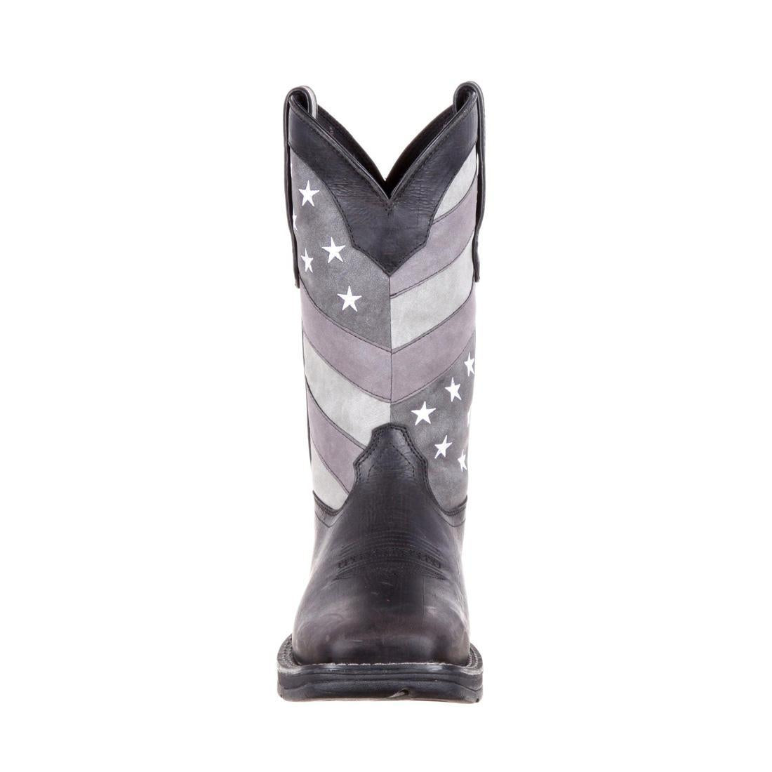 Rebel Faded Black Flag Western Boots for Men - Distressed Leather Cowboy Boots with Vintage Style | Perfect for Rodeo, Country Music Festivals & Western Fashion