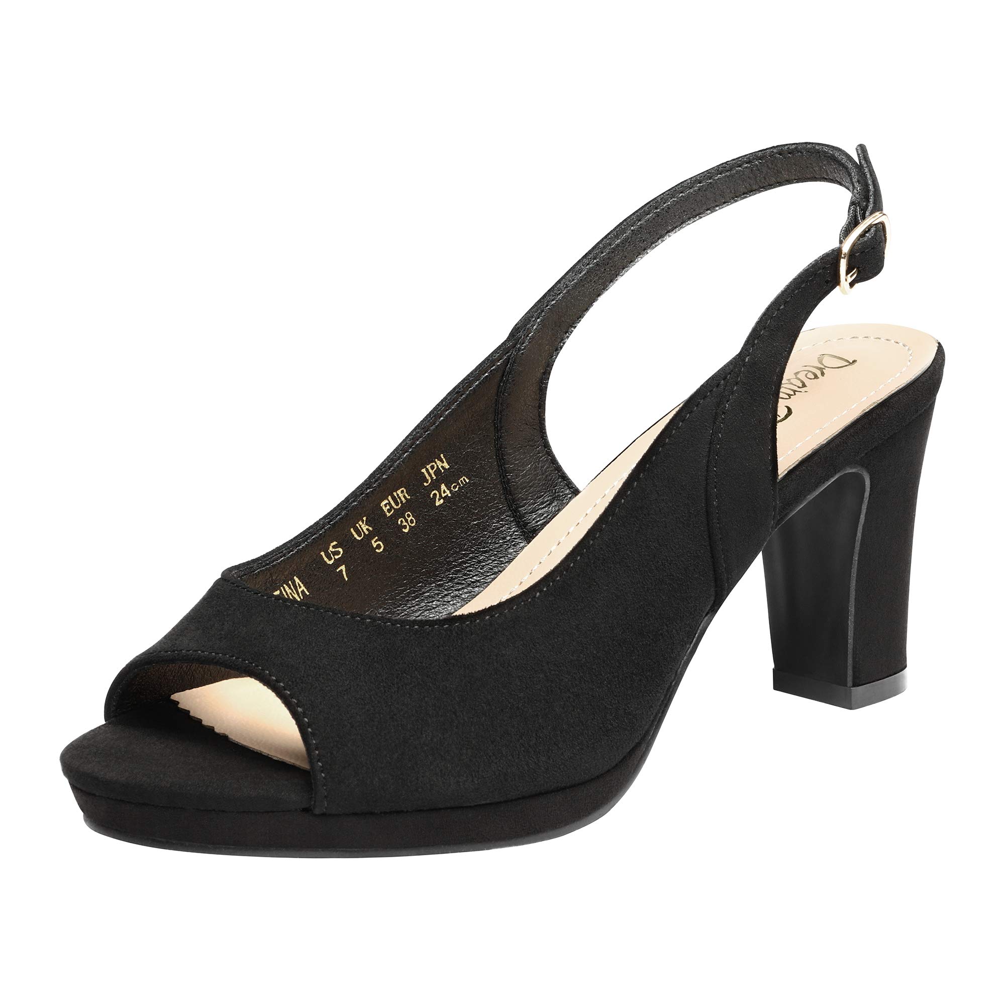 DREAM PAIRS Women's Sexy High Heels Peep Toe Platform Chunky Block Heel Slingback Dress Pumps for Party, Wedding & Evening Occasions