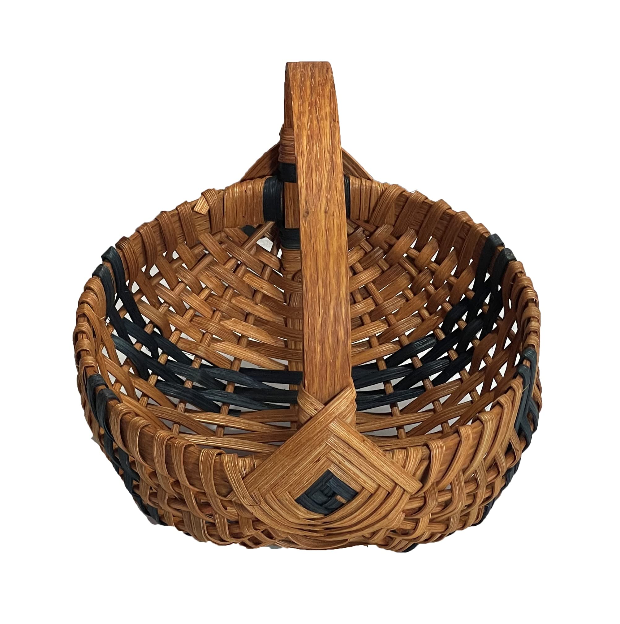 Large Handmade Amish Woven Melon Basket - Blue Egg Gathering & Storage Basket for Farm Fresh Produce, Picnics & Home Decor