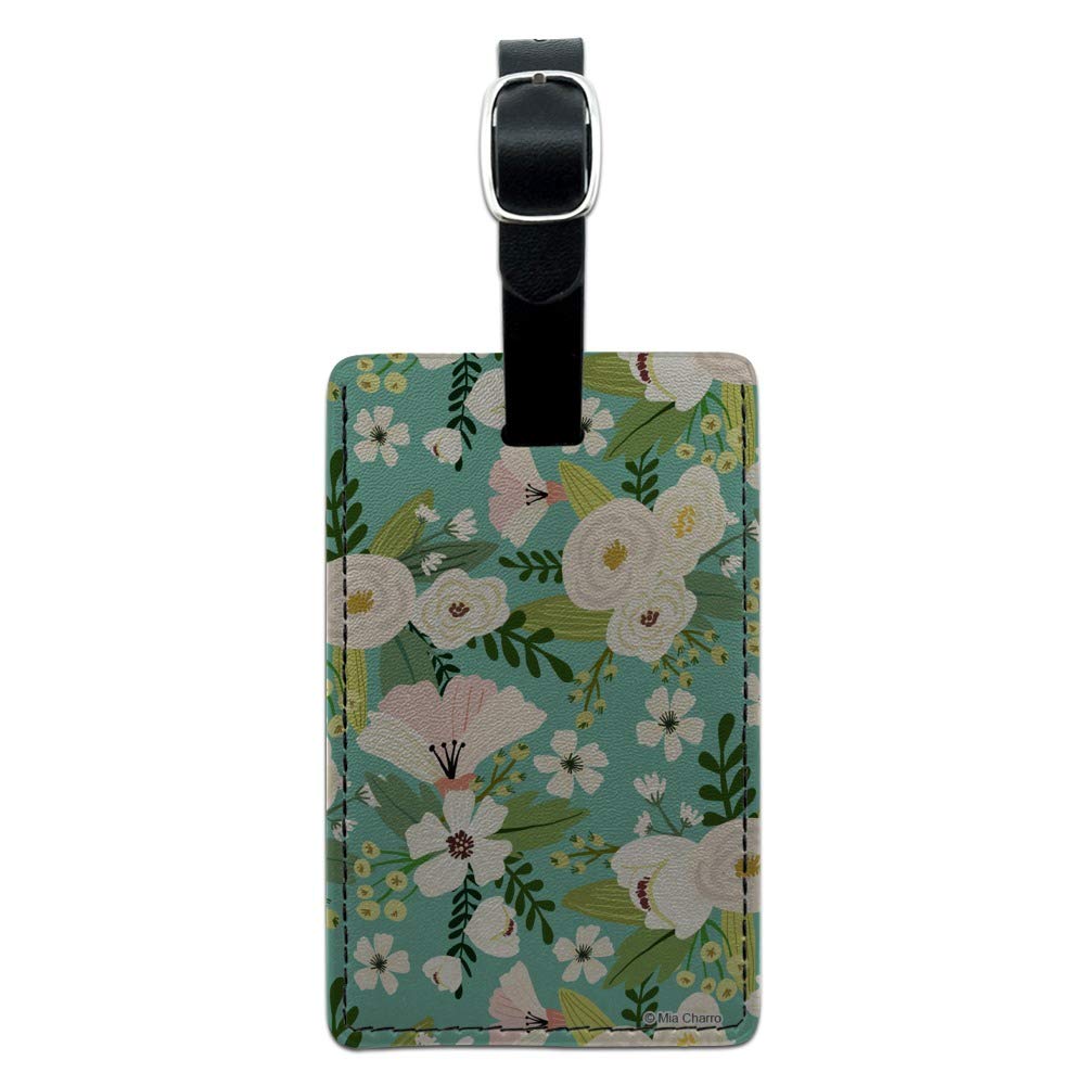 Yuri Spring Flowers Rectangle Leather Luggage Tag - Durable Suitcase ID Card Holder for Travel Bags - Perfect for Carry-On Identification & Personalized Travel Accessories