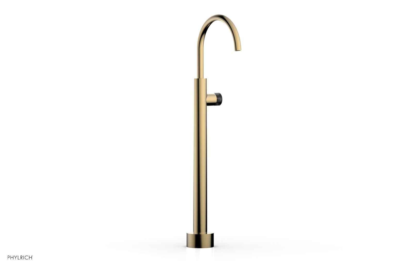 BASIC II Low Floor Mount Tub Filler with Black Marble Handle - Model 230 47 04 | Modern Bathroom Faucet for Freestanding Tubs & Luxury Spa Settings