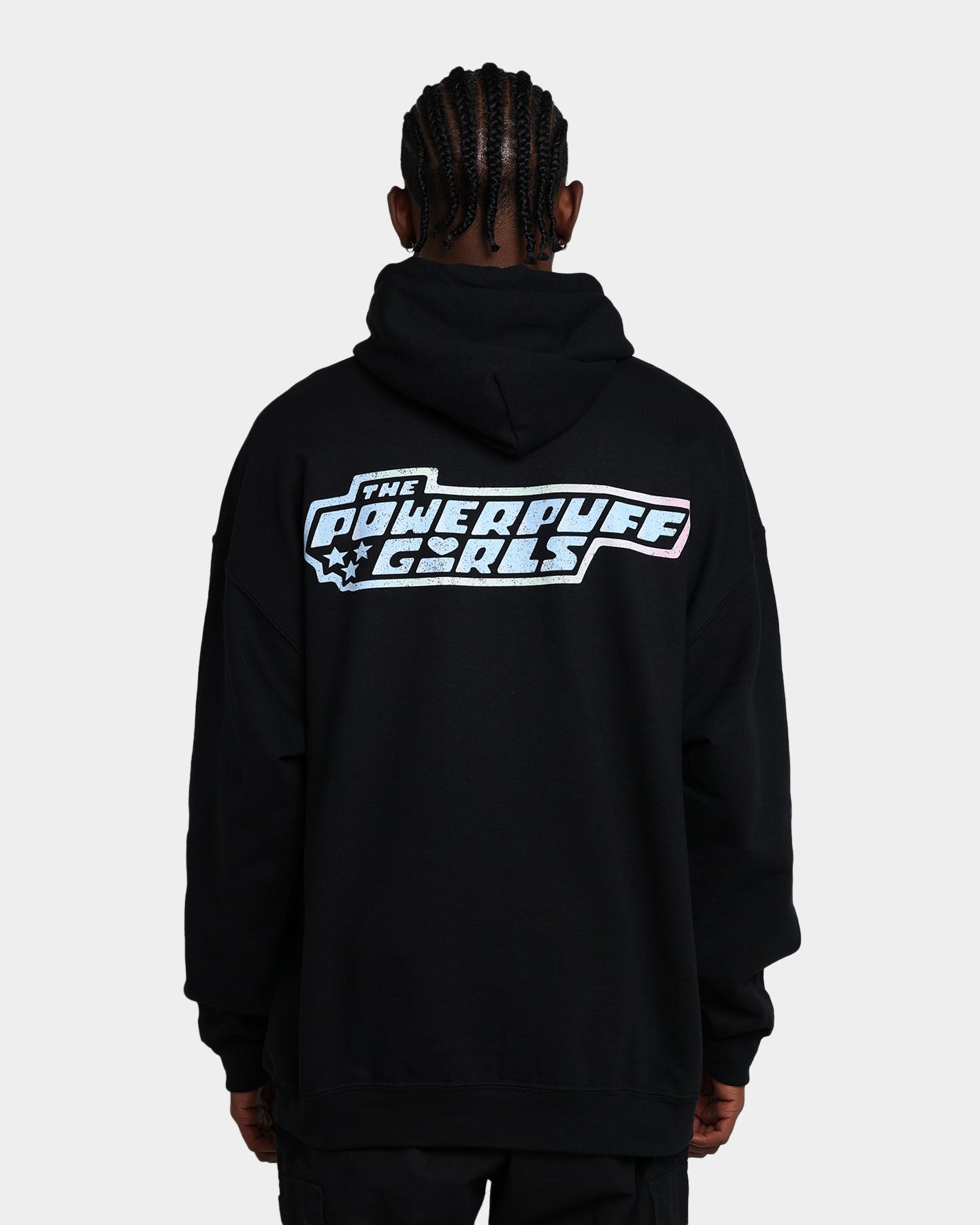 American Thrift X Powerpuff Girls Grid Logo Hoodie - Black | Cartoon Streetwear for Women & Teens | Perfect for Casual Wear, Cosplay & Anime Conventions