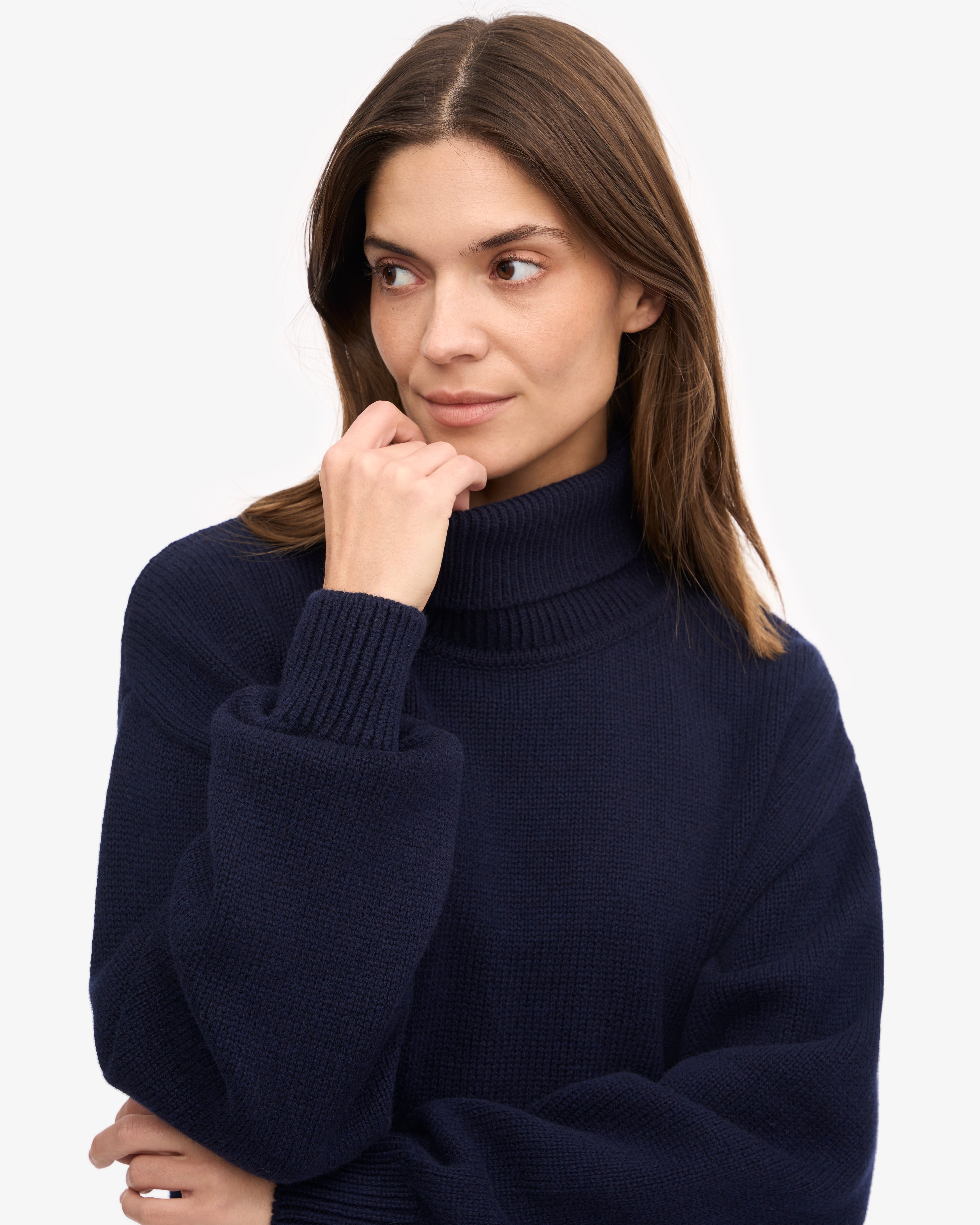 Premium Merino Wool Turtleneck Sweater for Men & Women - Soft & Warm Navy Blue Pullover - Perfect for Winter, Office & Casual Wear