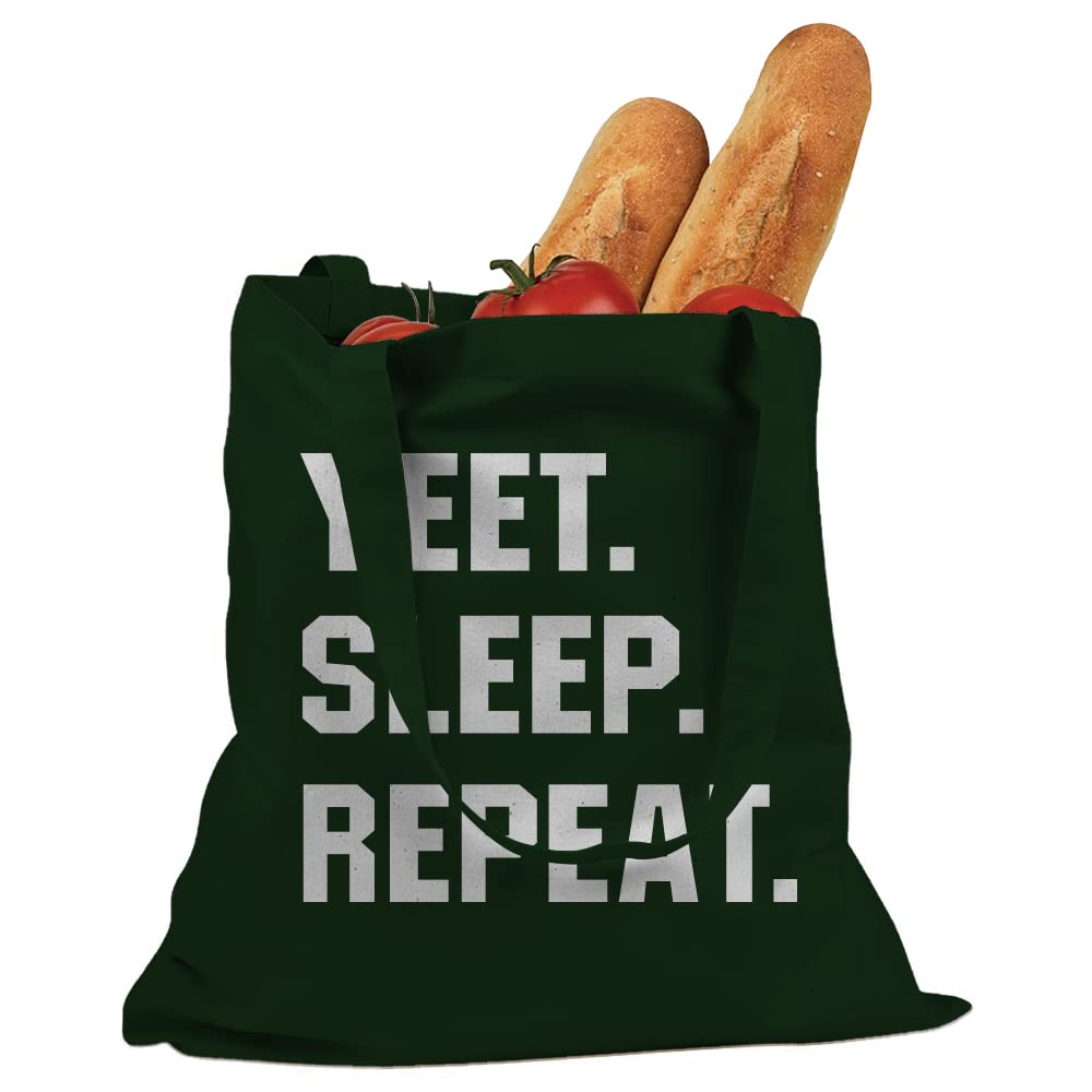 Yeet Sleep Repeat Cotton Canvas Tote Bag - Eco-Friendly Reusable Shopping Bag for Women & Men - Perfect for Groceries, Beach, Work & Travel