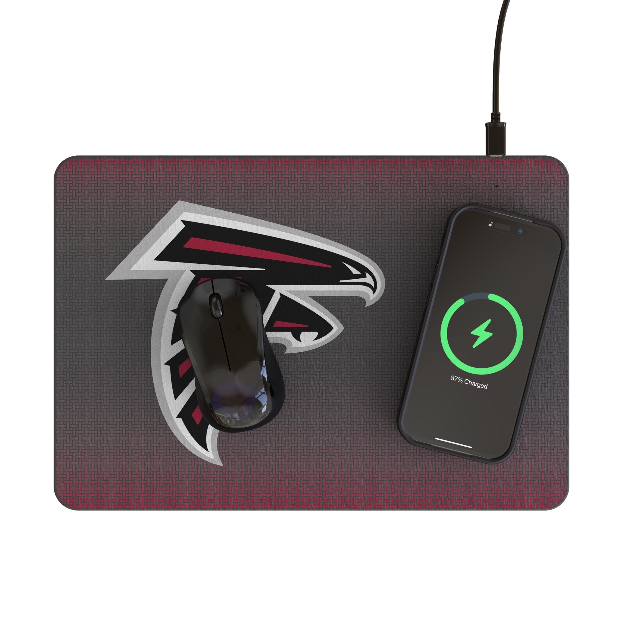 Atlanta Falcons NFL Team Logo 15W Fast Wireless Charger & Mouse Pad Combo - Perfect for Office, Gaming, and Home Desk Setup