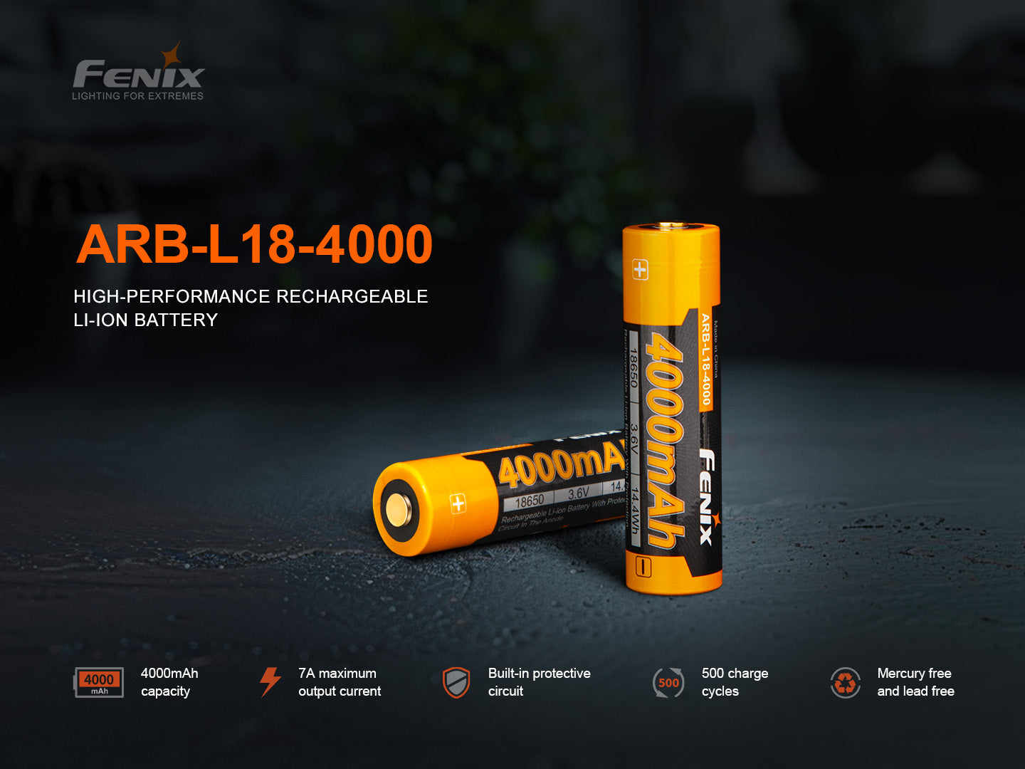 Fenix ARB L18 4000mAh High Capacity Rechargeable 18650 Battery - Perfect for Flashlights, Vaping Devices & Portable Electronics