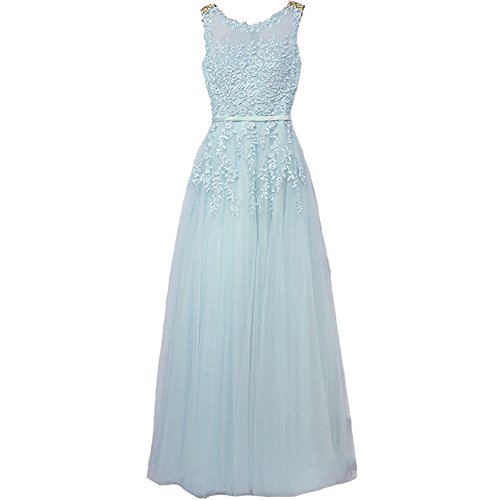 Elegant Long Sheer Back Tulle Lace Appliques Formal Prom Evening Dresses for Women – Perfect for Weddings, Galas & Special Occasions