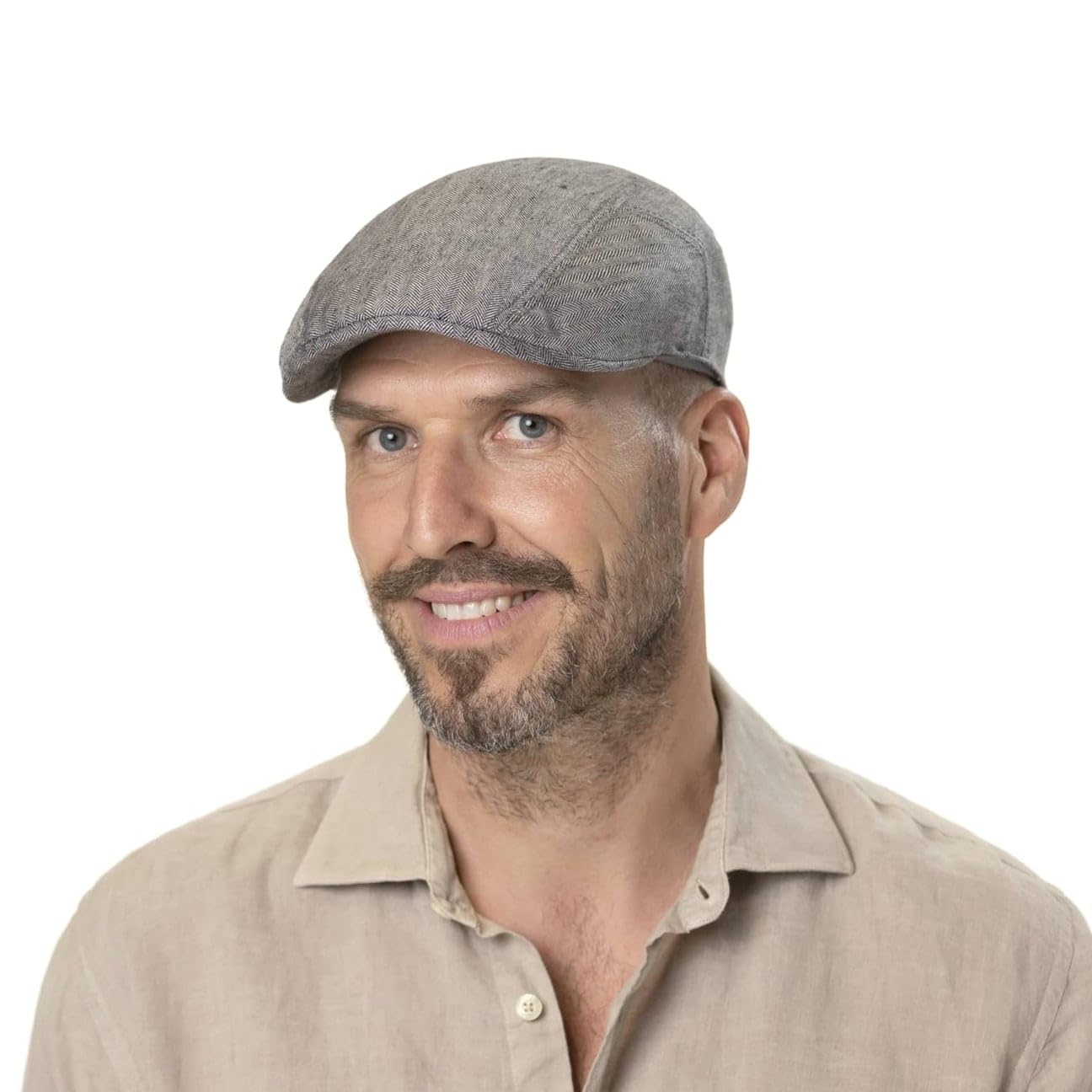 Stetson Herringbone Linen Flat Cap for Men - Premium EU-Made Summer Hat | Casual & Formal Wear for Outdoor Activities