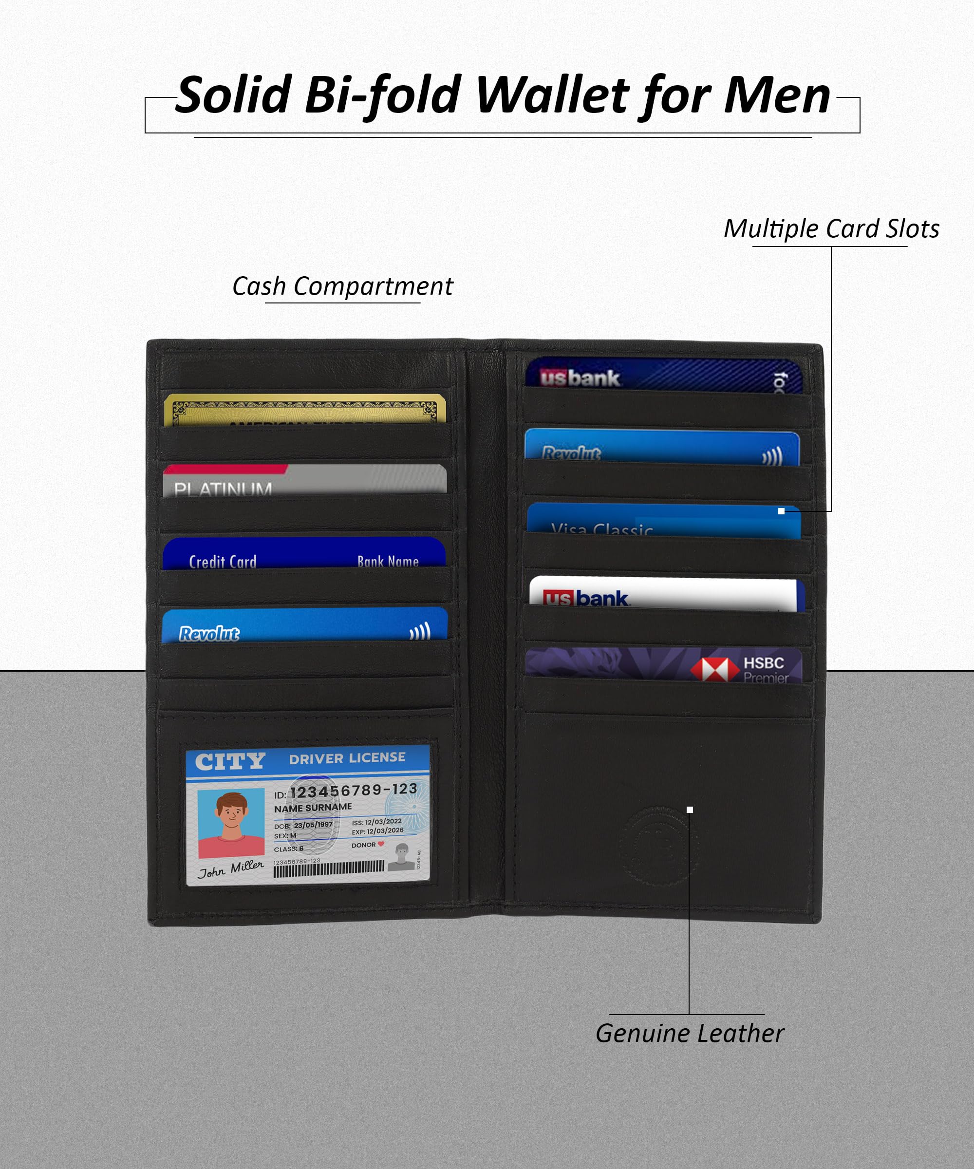 Genuine Leather Credit Card Holder Wallet for Women - 18+ Card Slots RFID Blocking Slim Organizer (Black) - Perfect for Travel, Business & Everyday Use