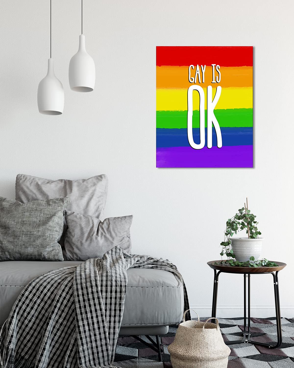 Gay Pride Wall Decor - LGBTQ+ Inspirational Canvas Art for Queer, Bi, Lesbian & Trans - 32x40 Ready to Hang - Perfect for Bedroom, Living Room & Pride Month Decorations