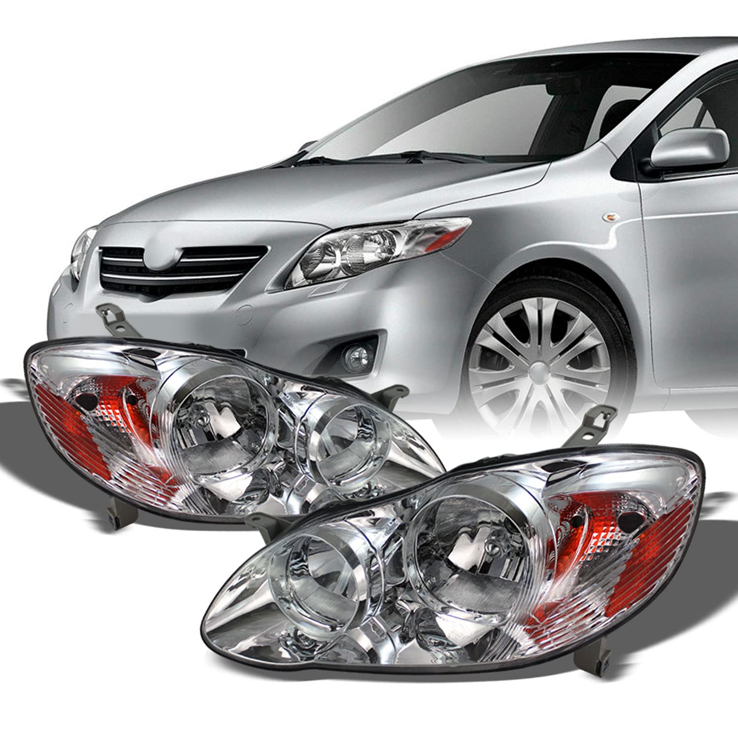 AKKON Replacement Headlights for 2003-2008 Toyota Corolla - Complete Pair (Left & Right) - Direct Fit LED Headlamps for Improved Night Driving Visibility