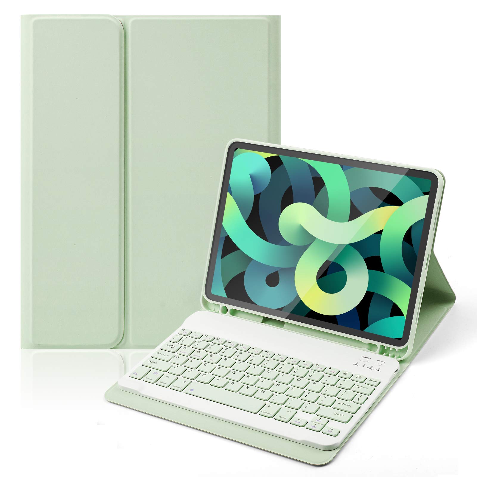 Wireless Keyboard Case for iPad Air 4th/5th Generation (10.9 Inch) - Magnetic Detachable Cover with Apple Pencil Holder, Compatible with iPad Air 2020 & 2022 Models (Green) | Perfect for Work, Study & Travel