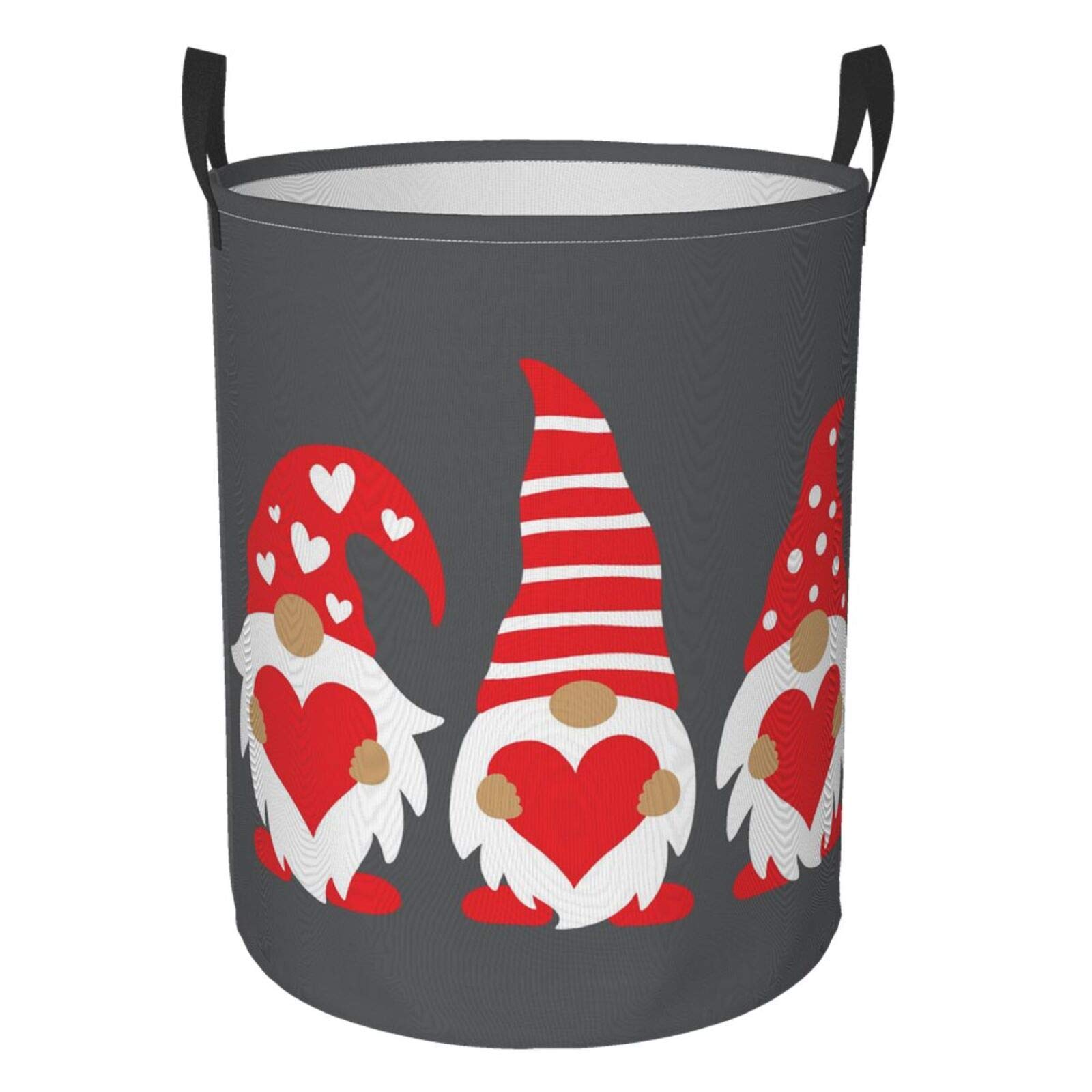 FeHuew Christmas Cute Three Gnomes Collapsible Laundry Basket with Handle - Waterproof Fabric Hamper for Clothes, Toys & Bathroom Storage - Large Foldable Organizer Bin for Dirty Laundry, Bedroom & Nursery Decor
