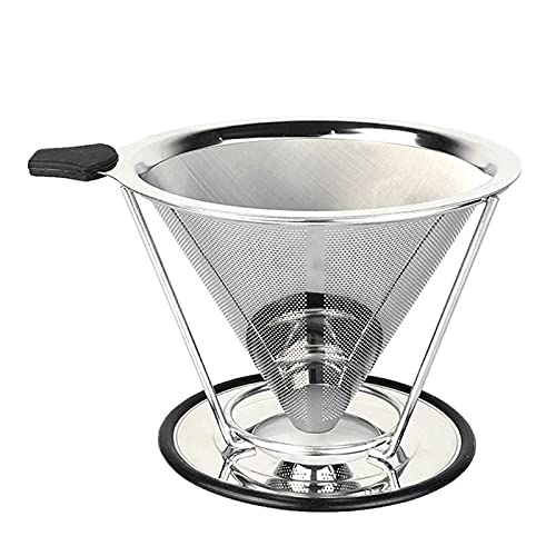 Stainless Steel Reusable Coffee Filter - Durable Pour Over Dripper for Home & Office