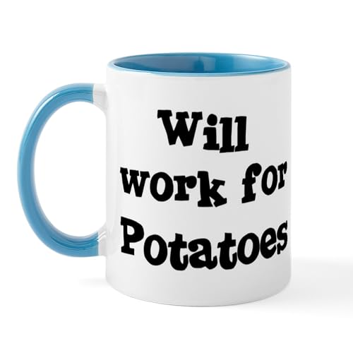 White/Blue Inside - Will Work For Potatoes Mug