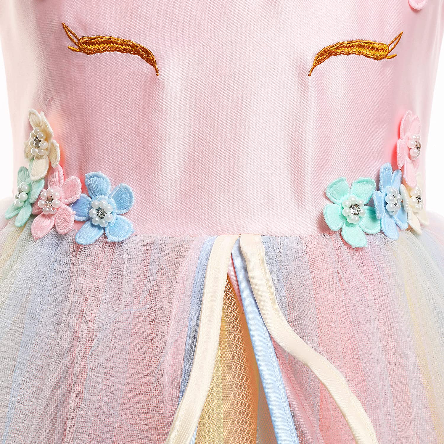 Magical Unicorn Princess Dress for Girls - Sparkly Long Satin Pageant Gown with Matching Unicorn Headband | Perfect for Birthday Parties, Pageants, Halloween & Fantasy Dress-Up