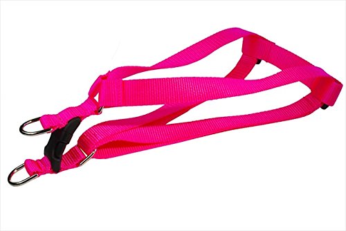 FlyFree Nylon Webbing Dog Harness - Adjustable Medium Size, Neon Pink Reflective Pet Vest for Small to Medium Dogs - Perfect for Walking, Running & Outdoor Adventures