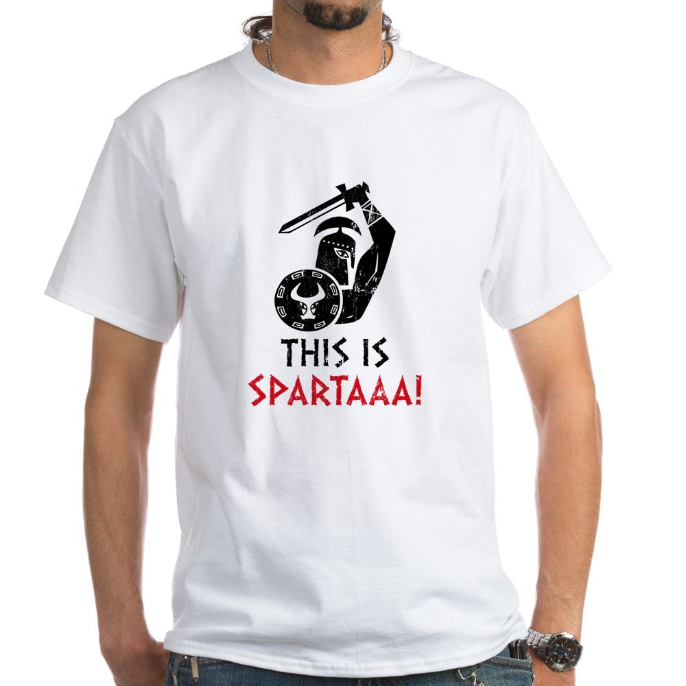 Premium Cotton This is Sparta! White T-Shirt for Men & Women - Perfect for Gym, Workout, Casual Wear & Spartan Costume Parties
